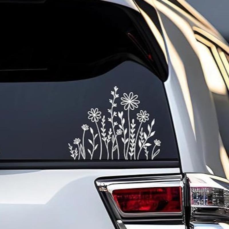 Flower Pattern Car Sticker, 1 Count Car Window Decal, Car Exterior Decorative Sticker, Universal Car Decorative Accessories for Car Window Bumper, Decal for Cars