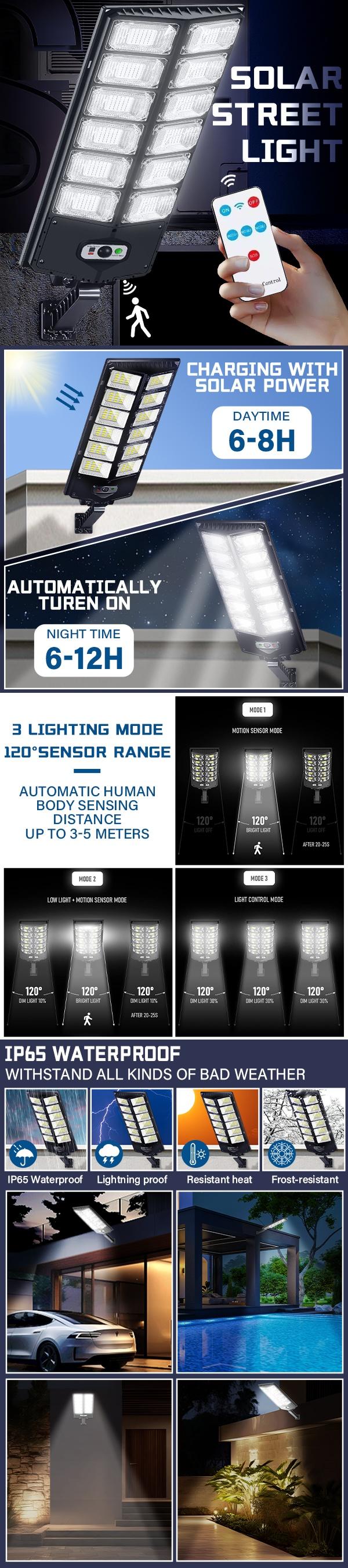 BORNERWHITE Solar Outdoor Street Lights Waterproof, Solar Powered LED Light, Super Bright Street Lightingwith Remote Control and Security Motion Sensor,Solar Commercial Lot Lamp  forParking LotYard,Fence,Outside PathGarageGardenDeck