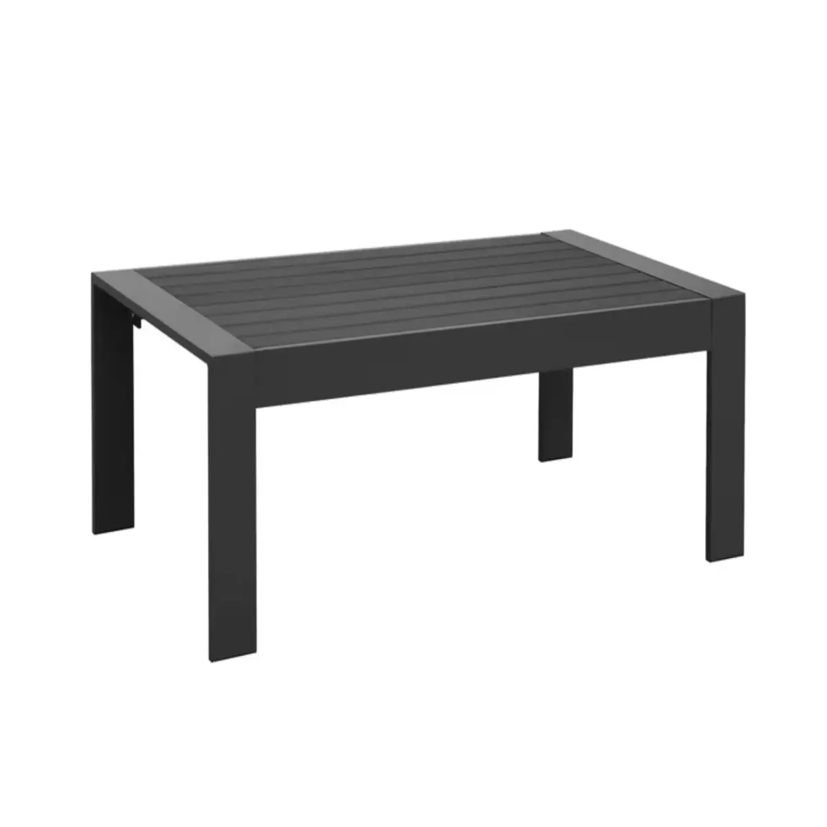 43" All-Weather Aluminum Patio Coffee Table, Modern Black Rectangle Outdoor Table