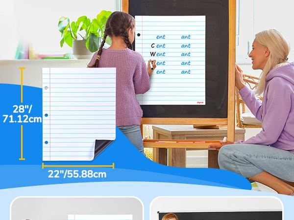 JoyCat Giant Magnetic Dry Erase Notebook Paper,Handwriting Lined White Board for Classroom Must Haves,Whiteboard Accessories for Homeschool Teaching Supplies,22" L x 28" H JoyCat Giant Magnetic Dry Erase Notebook Paper,Handwriting Lined White Board for Classroom Must Haves,Whiteboard Accessories for Homeschool Teaching Supplies,22" L x 28" H