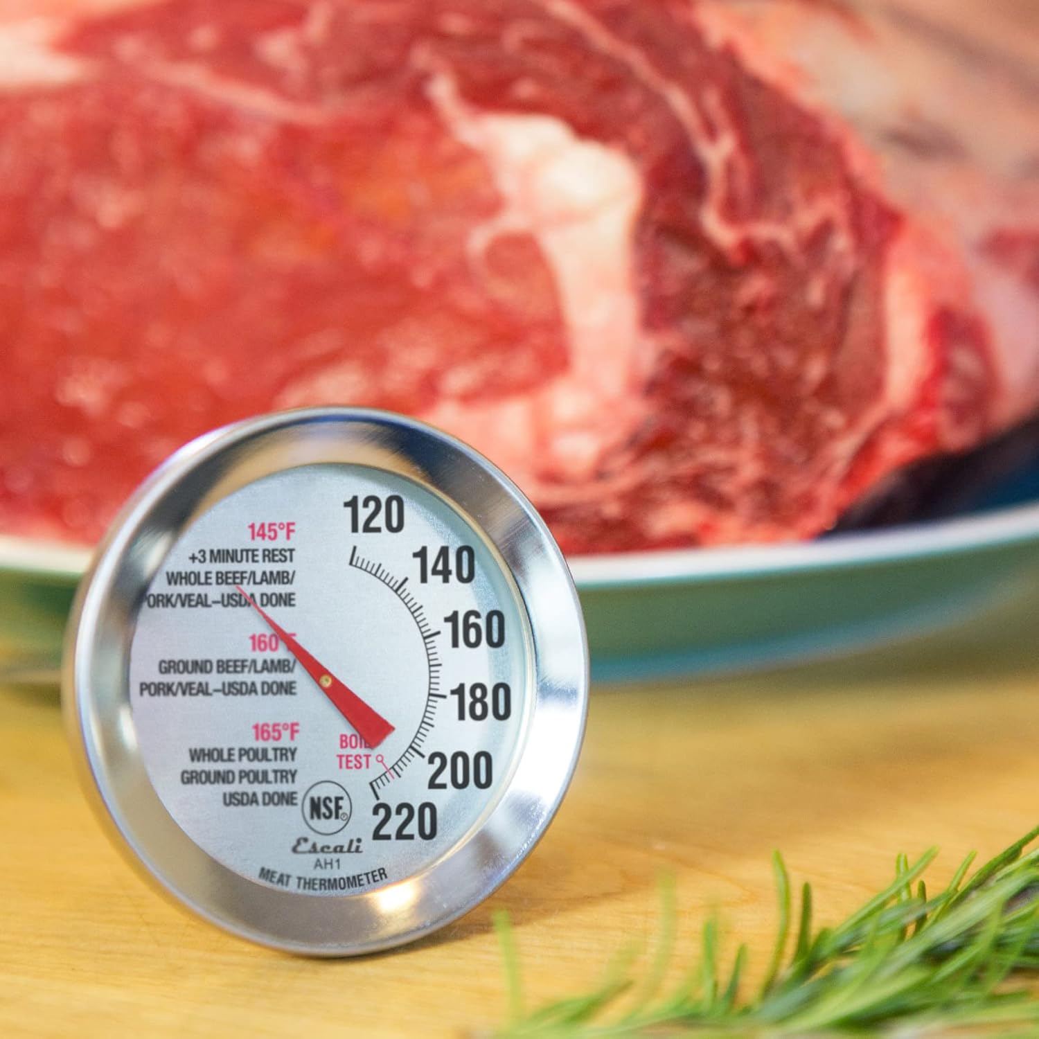 Stainless Steel Oven Safe Meat Thermometer, Extra Large 2.5-inches Dial, Temperature Labeled for Beef, Poultry, Pork, and Veal, Kitchen Cooking Accessories, Kitchen Tools