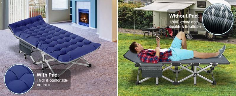 SLSY Oversized XXL Folding Camping Cot for Adults, 32'' Wide Folding Cot Bed for Sleeping with 2 Sided Mattress & Carry Bag, Tent Cot, Supports 900 lbs SLSY Oversized XXL Folding Camping Cot for Adults, 32'' Wide Folding Cot Bed for Sleeping with 2 Sided Mattress & Carry Bag, Tent Cot, Supports 900 lbs