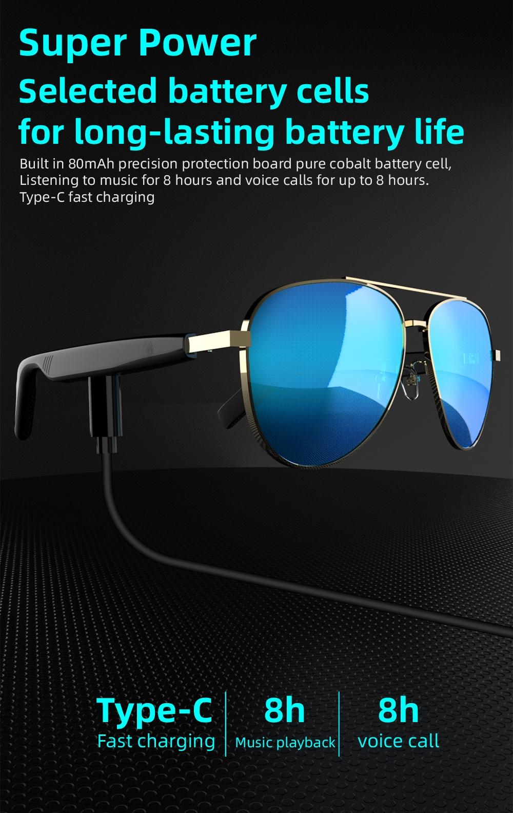 Touch Control Bluetooth-compatible Sunglasses, Multifunctional Wearable Glasses for Men & Women, Stylish Gift for Tech Enthusiasts, Smart Audio Glasses