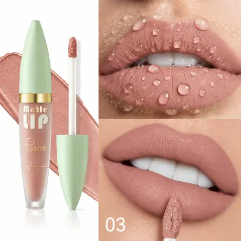 Matte Liquid Lip Gloss, Velvet Nude Lip Color, Long-Lasting Waterproof, 12 Shades, High Pigmentation, Single Item, 24 Months Shelf Life, Matte Lipgloss