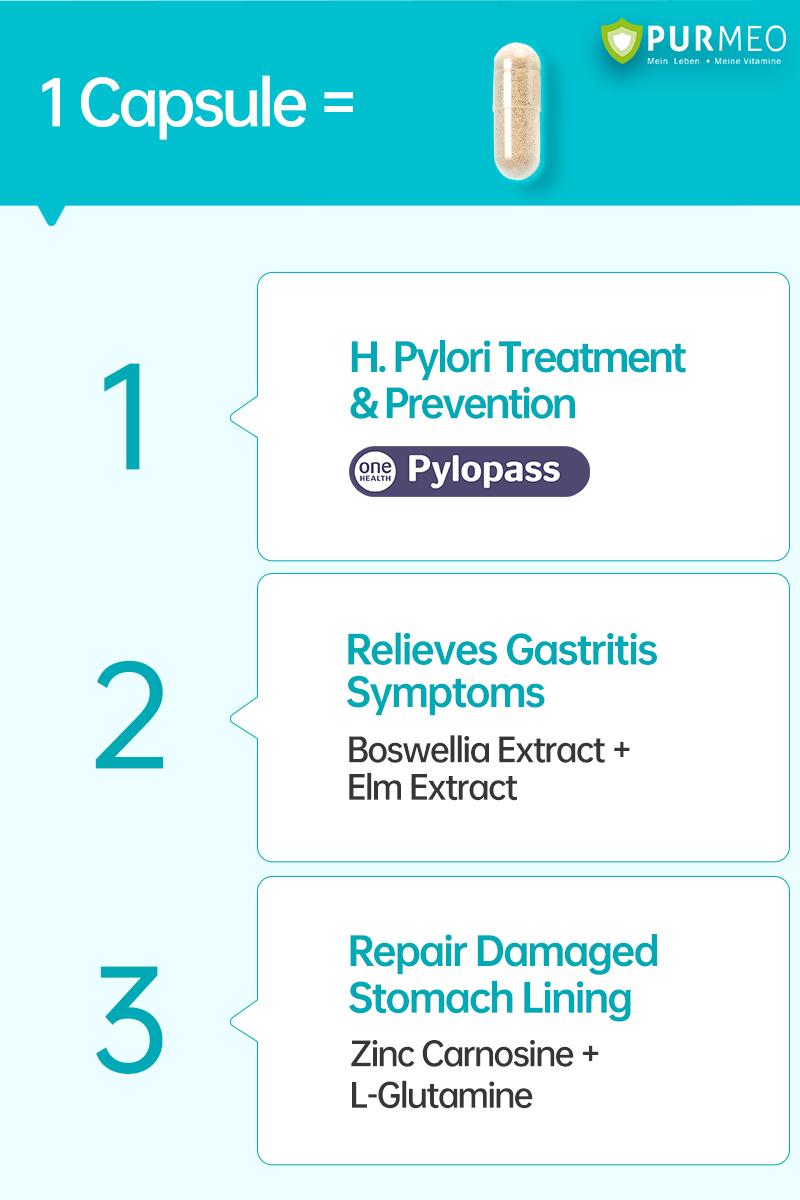 Purmeo 5-in-1 Targeted Balance Stomach & H.Pylori Dietary Probiotics Supplement - Vegan, 20B Cells, Daily Gut Health, Gastric Support, Digestive Comfort, Stomach Lining, Pylopass Lactobacillus reuteri DSM 17648, Healthcare Purmeo 5-in-1 Targeted Balance Stomach & H.Pylori Dietary Probiotics Supplement - Vegan, 20B Cells, Daily Gut Health, Gastric Support, Digestive Comfort, Stomach Lining, Pylopass Lactobacillus reuteri DSM 17648, Healthcare