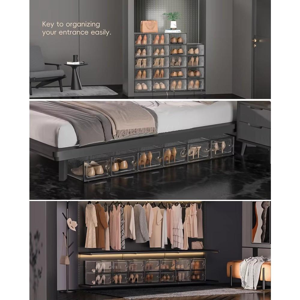 Large Shoe Box Organizer, Transparent Plastic Stackable, Replacement Shoe Rack, Sports Shoe Container, Toy Storage Box, Transparent