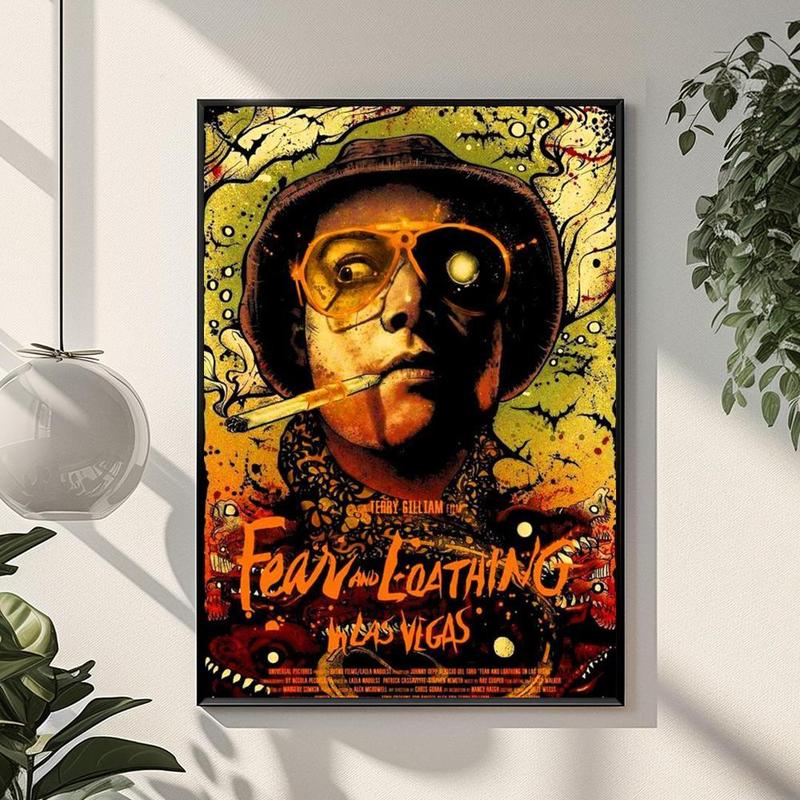 Fear Loathing Las Vegas Poster Waterproof HD Wall Sticker | Self-Adhesive Decorative Art Poster | Fade-Resistant Scratch-Proof for Long-Term Use | Easy to Apply and Clean | for Home Office Bedroom Living Room Kitchen Decor | Gift Idea