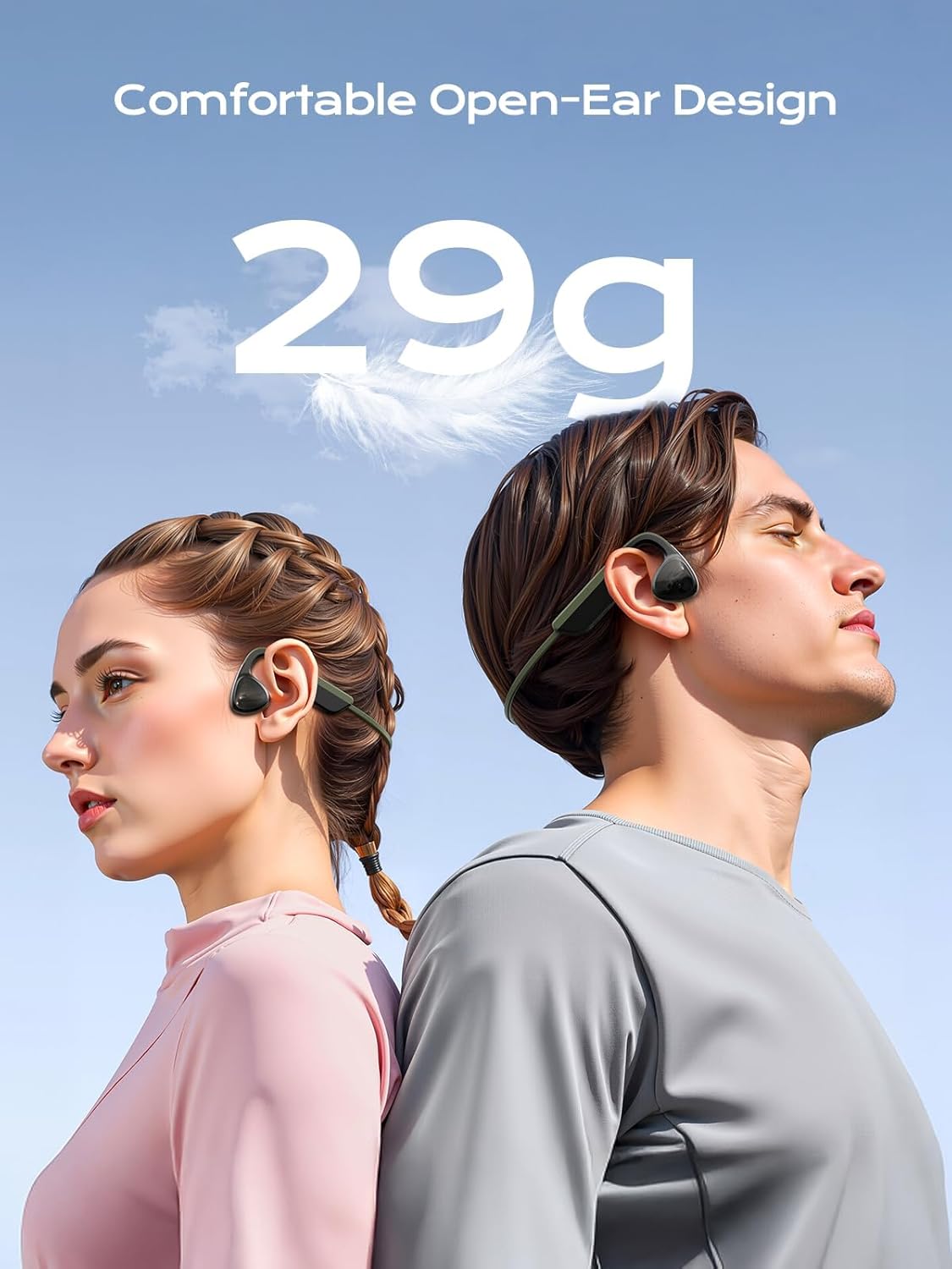 x19 open bone conduction, Bluetooth headset comfortable for long wear without pain, sweat-resistant and Water Proof design for running and fitness, long-lasting music bone conduction headphones Waterproof Headphones