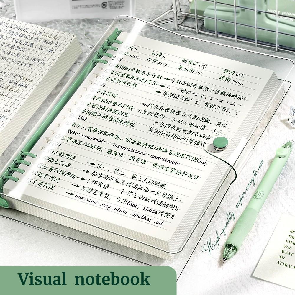 B5 size transparent notebook with detachable spiral binding, simple and distraction-free design for efficient note-taking, planning and learning, convenient for daily study, for students and professionals.