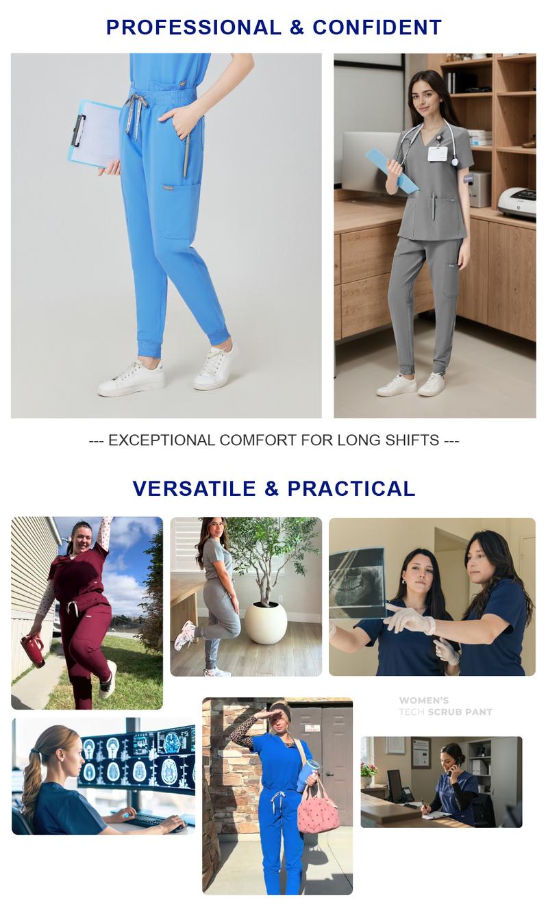 Tinylemon Women's Scrub Pants – 8 Pockets Jogger with Yoga Waistband Slim Fit 4-Way Stretch Anti-Wrinkle