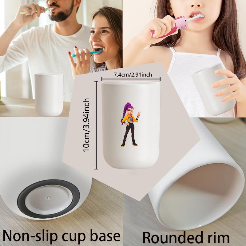1pc mouthwash cup, cartoon pattern printing, durable bathroom toothbrush cup, wash cup, toothbrush holder, bathroom storage, bathroom water cup, brushing cup, Christmas Valentine's Day gift for students back to school (only cups are sold)