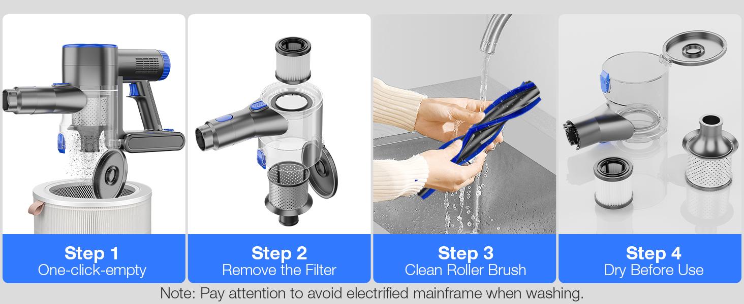 Cordless Vacuum Cleaner, 180W Power Suction ,6-in-1 Lightweight Self-Standing, with 2200 mAh Battery 35mins Runtime Battery with Sofa Brush for Home Hard Floor Low-pile Carpet Pet Hair Car