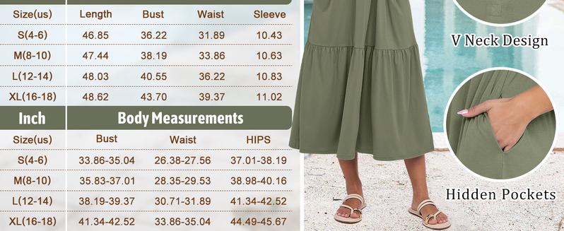 ANRABESS Women's Casual Summer Ruffle Short Sleeve T Shirts Maxi Dress 2025 Spring V Neck Flowy Tiered Boho Beach Dresses