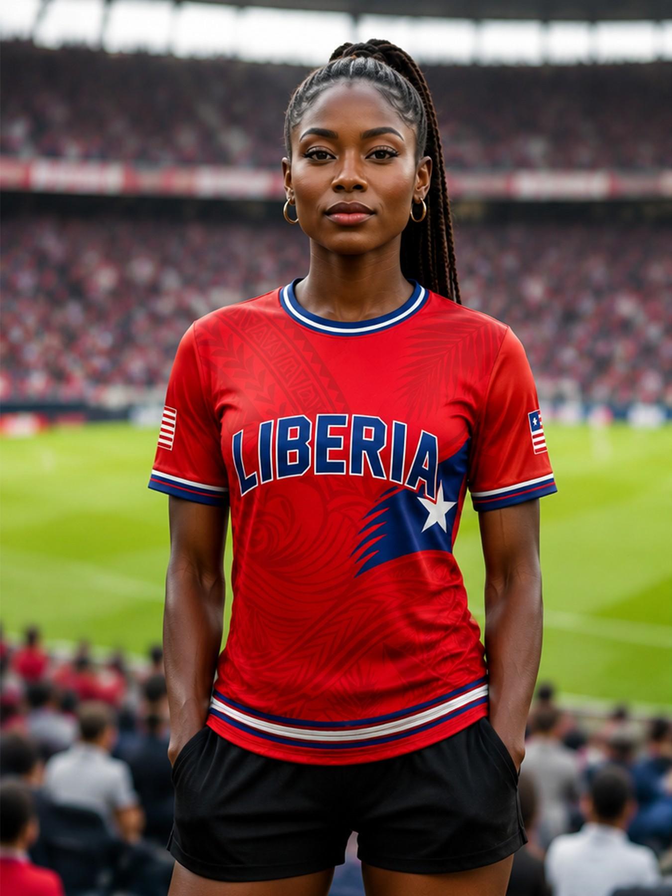 Liberia Football Jersey, Slim-Fit Breathable Soccer Training Top, Lightweight Sporty T-Shirt, Great Fan Gift, Soccer Jerseys, Sports Tops, All Seasons