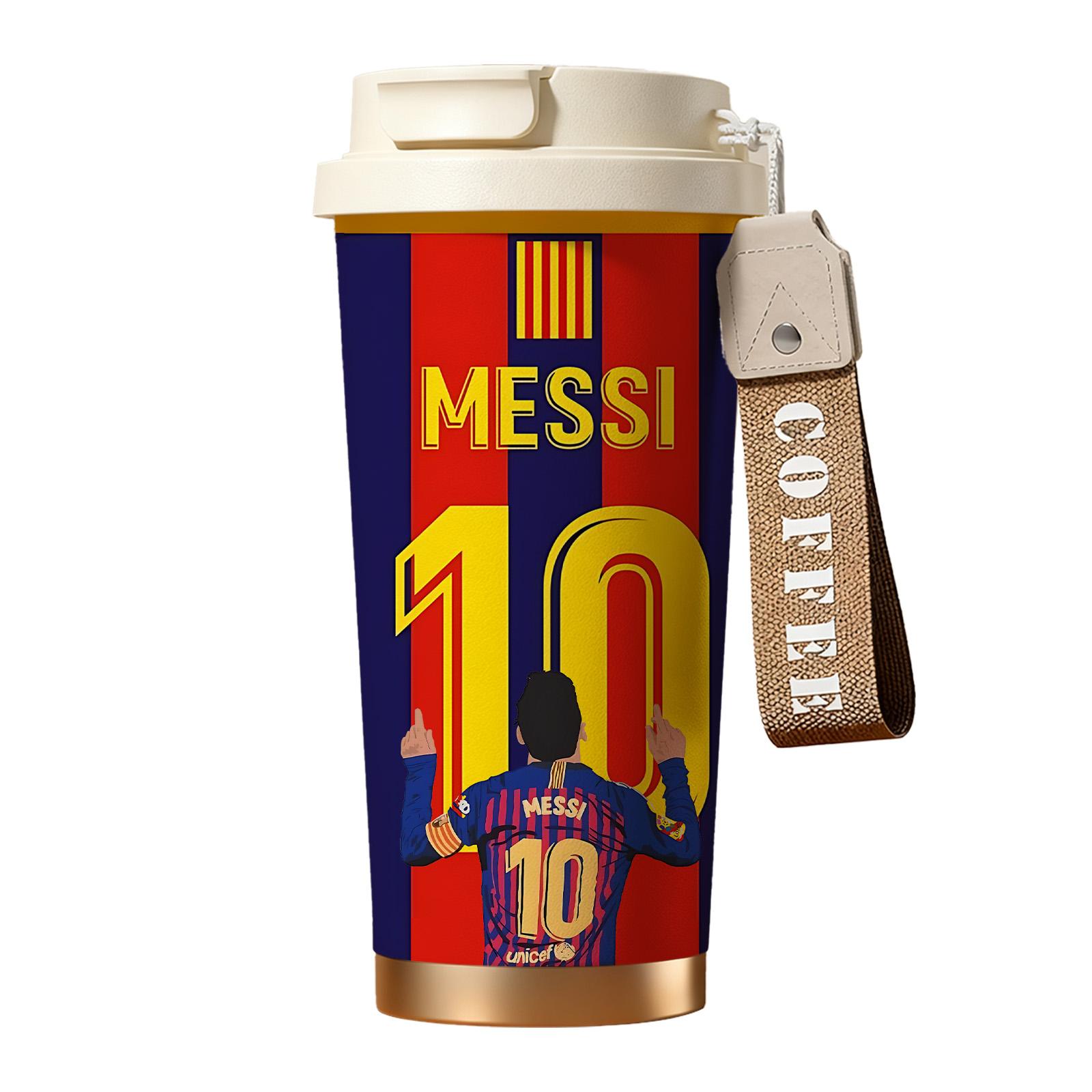 Vivacup 1Pc insulated mug Messi 10 Argentina vacuum cup, Thermos Cup, double wall stainless steel leak-proof travel tumbler, Tumbler with lid for hot cold drinks, keeps warm 12 h/cold 24 h, 18oz soccer fan coffee thermal mug, football lover gift