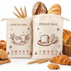 Reusable Beeswax Bread Bags for Homemade Bread & Sourdough, 2 Pack XL 17*13 in Natural Cotton Beeswax Lined Bread Bags, Freezer-Friendly to Keep Bread Fresh