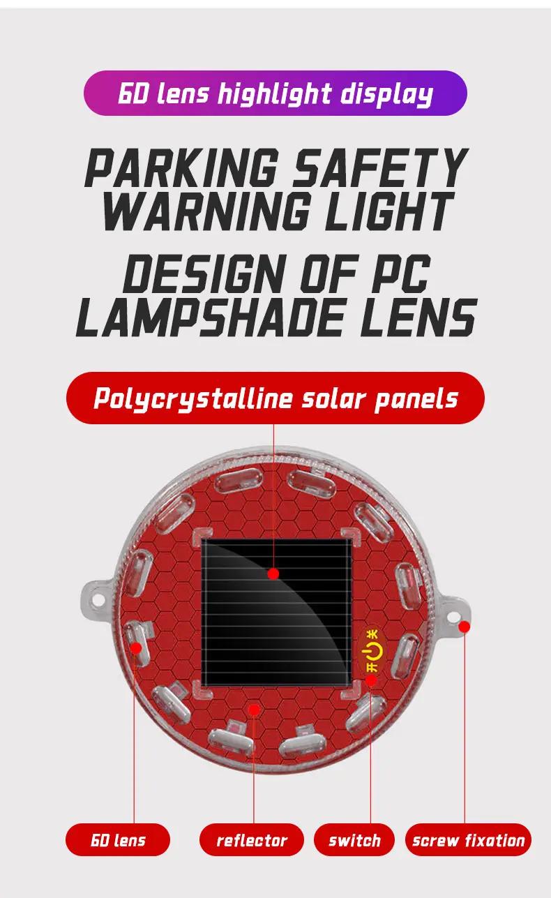 Solar-Powered Strobe Warning Light | Touch Control, Auto Light-Sensing, Strong Magnetic Mount, IP68 Waterproof, Multi-Color Flashing Safety Beacon for Vehicles
