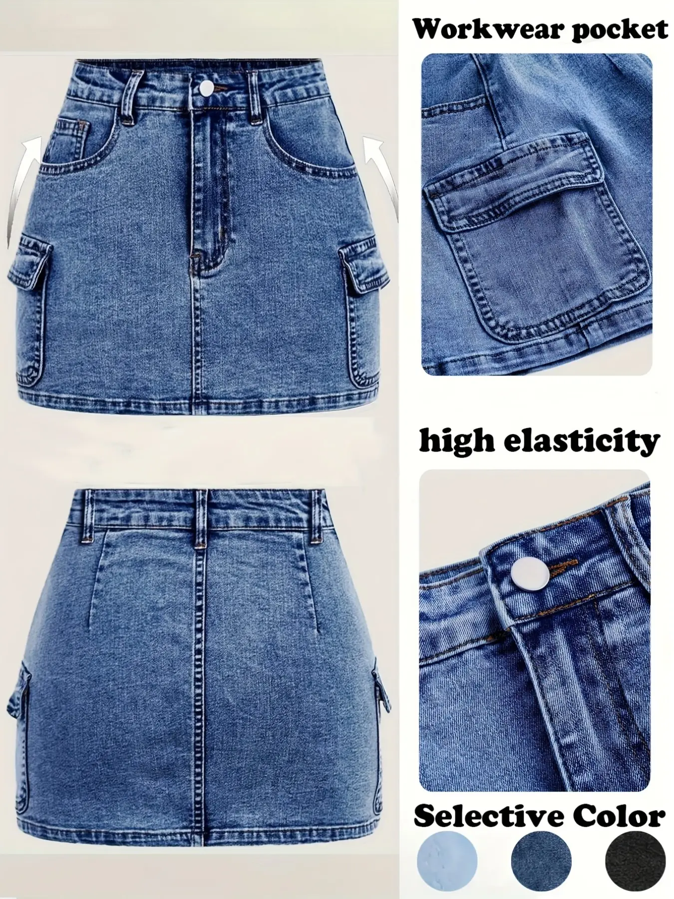 Women's Casual Workwear High Elastic Denim Skirt, Comfortable and Stylish Half Skirt for Everyday Wear, Perfect for All Seasons