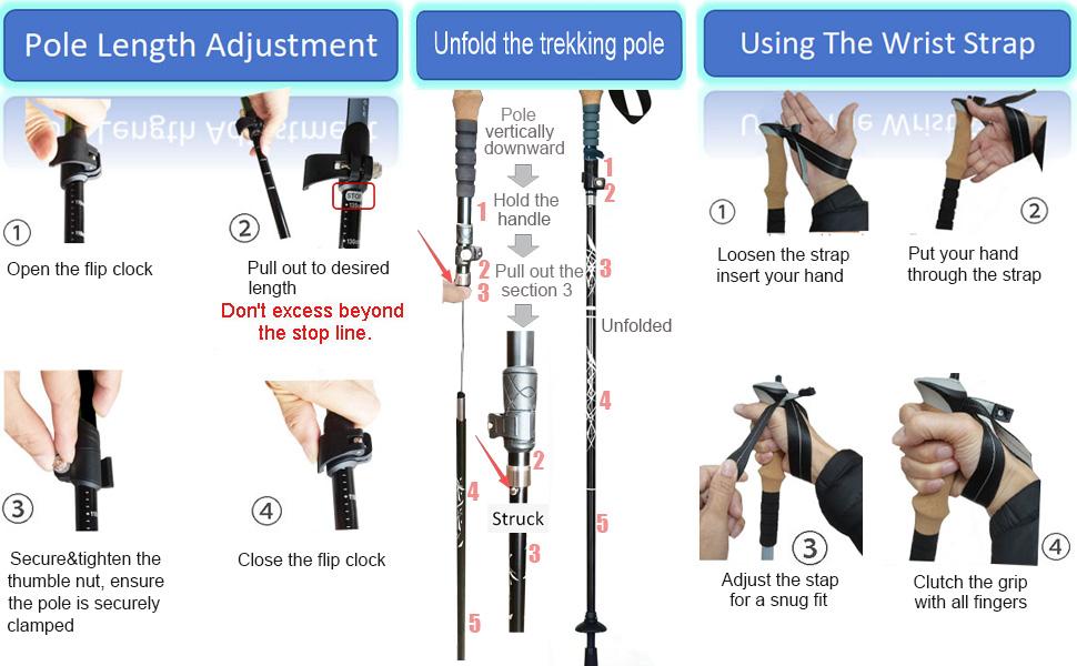 Foldable Hiking Poles for Women Men Seniors, 14" Compact Lightweight Trekking Poles with 1/4" Screw for Travel & Hiking