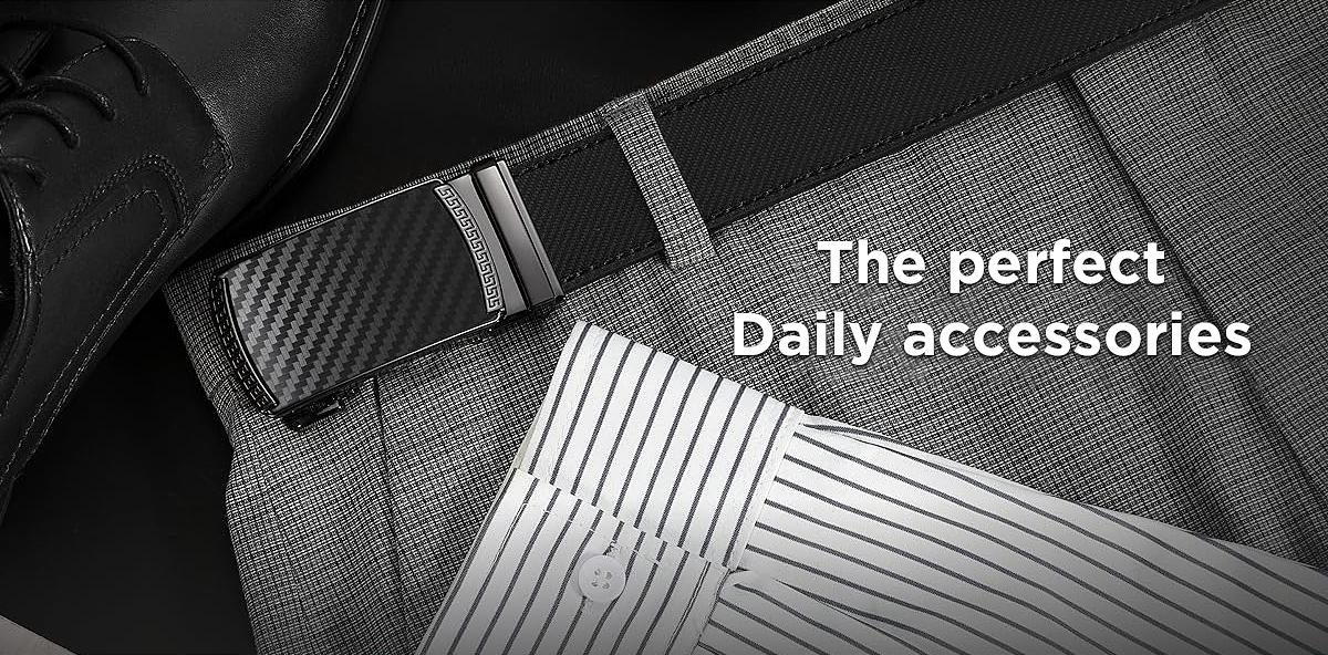 [Can be trimmed]  Mens Belt Leather Ratchet Easy Release Belt For Men Designer Belt Dress and Casual with Adjustable Buckle for Men's Wear Gift Outdoorfun Textured for Birthday Gift/ accessories men/business belt no hole