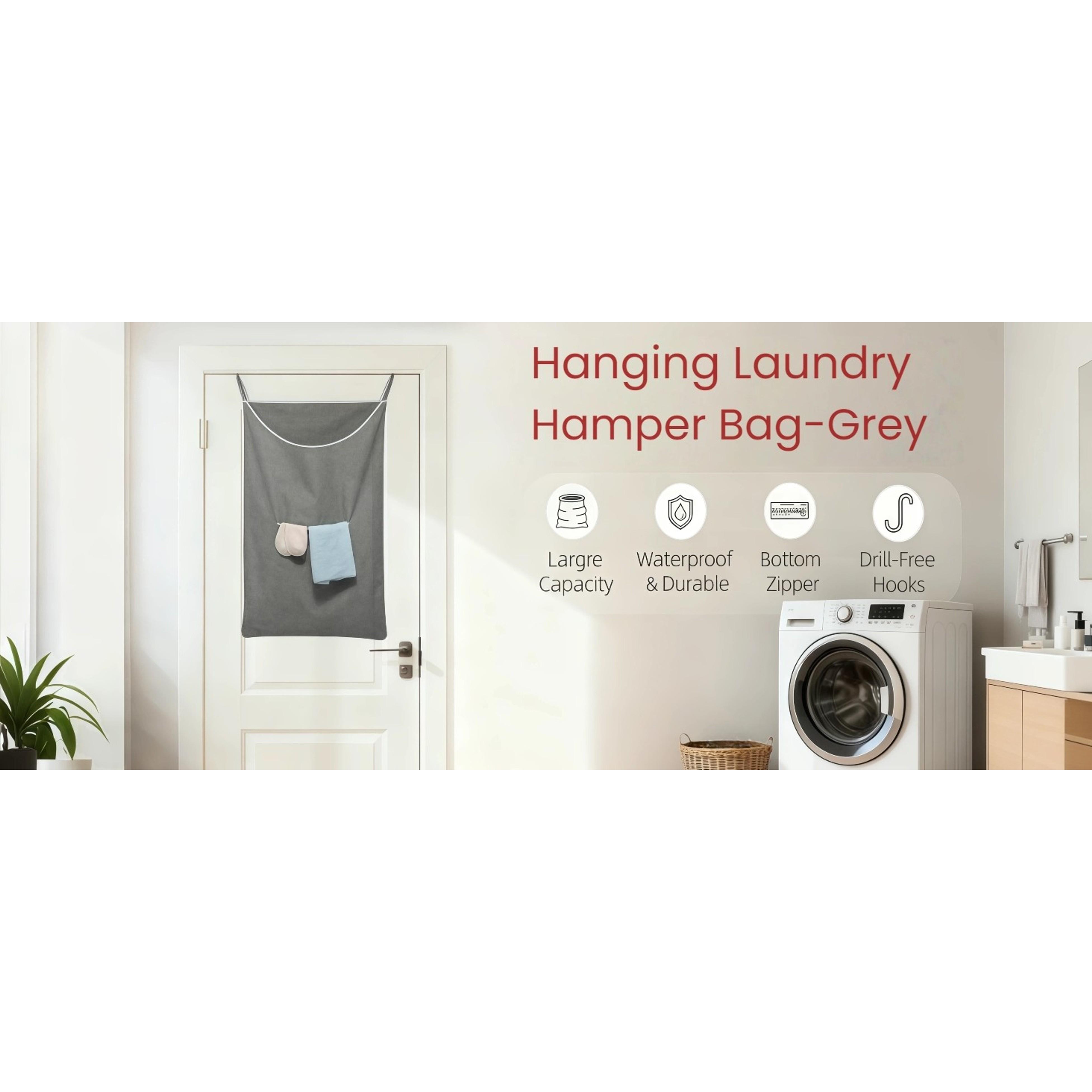 X-Large Door Hanging Hamper Bag,2 Pack Large Capacity Hanging Laundry Hamper Basket with Wide Opening Dirty Clothes Laundry Hamper Storage Bag Size 35X22inch(Grey-2Pack)