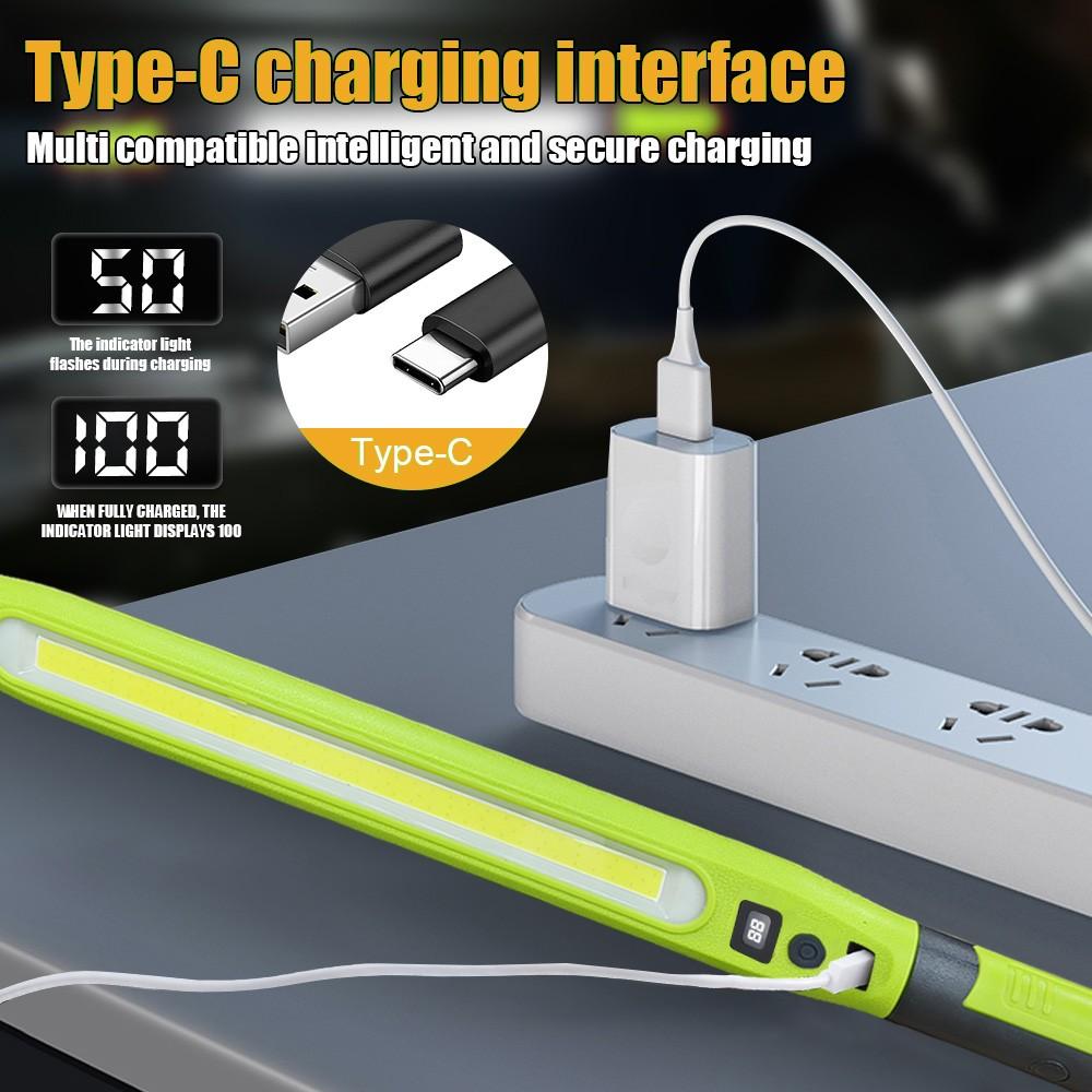 2-Pack High-Lumen Rechargeable LED Work Lights, Multiple Lighting Modes, Magnetic Rotatable Base, Hooked Portable Lamp, Car Emergency USB Rechargeable Flashlight, Handheld Led Flashlight