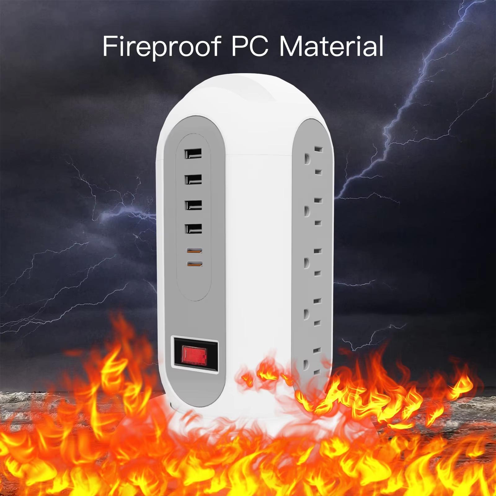 Us Plug Multi-Functional Socket Power Socket Extender, 15ac 4usb-A 2usb-C, Overload Protection, Foldable Flat Plug, Dual Phone Stand Top, Wall Outlet Extender