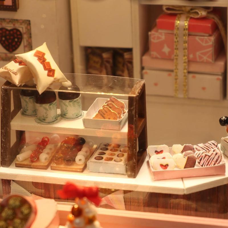 Miniature House Kit, Beginner Mini Toy House, Scale Model Building Craft Set, Ideal Gift for Birthday Easter Christmas, Coffee Shop Theme