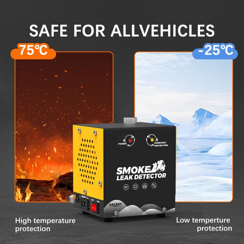 SOLARY Mini Smoke Leak Detector with Built-in Air Pump – Compact EVAP & Vacuum Leak Tester for 12V Cars, Trucks & Motorcycles