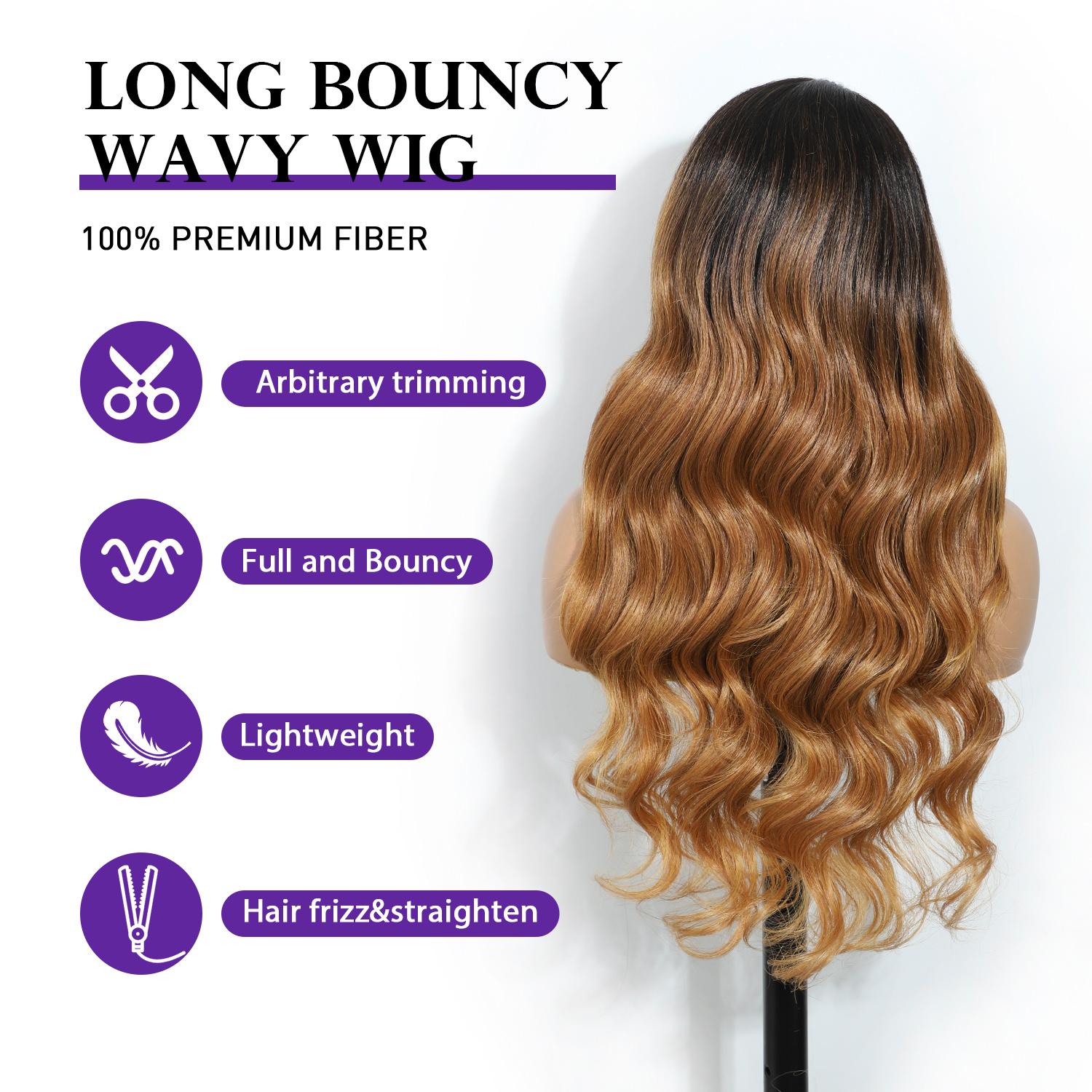 [Style Icon] 26Inch Wavy  Free Part 13*4 Lace Wig Natural lustre heat-resistant Synthetic Wig For Women