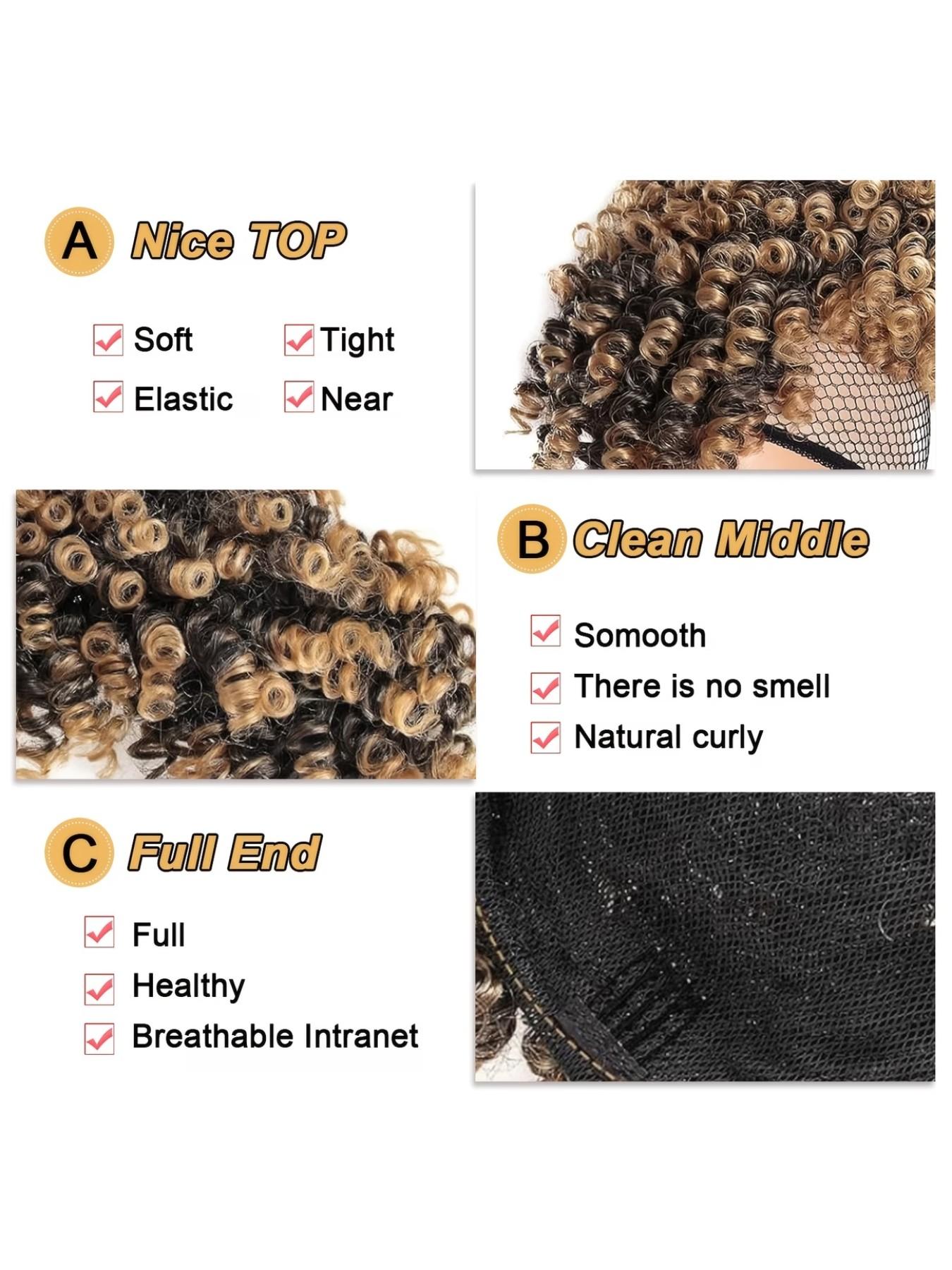 Explosive Bob Wig Hair Extension Block, Curly Synthetic Fiber, Daily Wear Accessory, All-Season Use, Ideal for Women