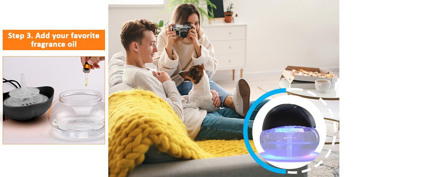 Humidifiers for Bedroom, 1000ml Humidifier for Baby Nursery, 32dB Quiet,USB Plug,Top Fill Humidifier for Large Room, Home, Plants, Nightlight(Oil Diffuser 4 Pack)