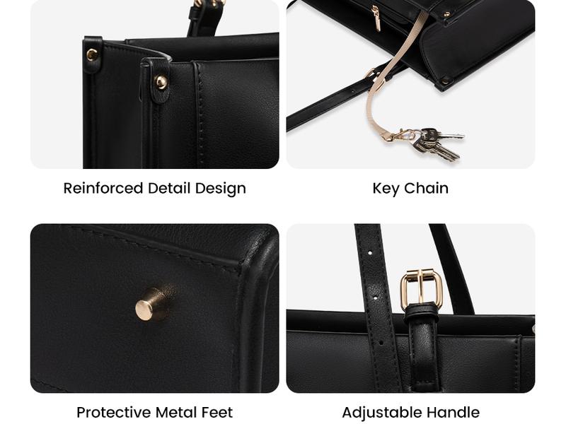 LOVEVOOK Fall Laptop Tote Bag for Women, 15.6 Inch Stylish Vegan Leather Work Tote Bag Purse, Large Capacity And Waterproof Computer Briefcase for Business Office Travel