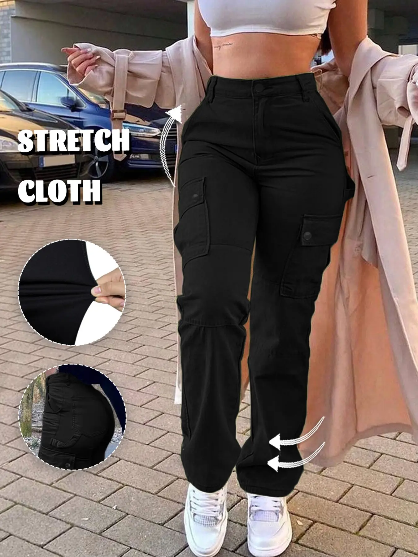 GILIPUR Y2K High Waist Baggy Cargo Pants For Women Multi Pocket Wide Leg Straight Trousers Street Fashion Casual Pants Multiple Colors Available TChic