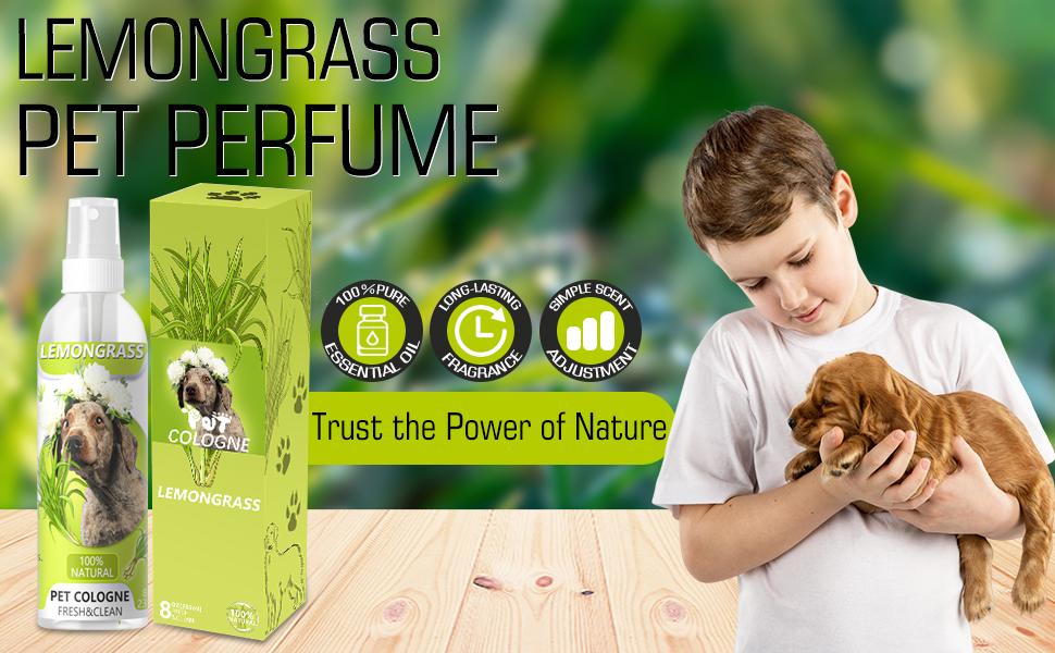 Stinky Pet Freshener Spray, 100% Plant-Based Lemongrass Dog Cat Cologne, Long Lasting Odor Control Mist, No-Bath Quick Fur Deodorizer Safe for All Breeds