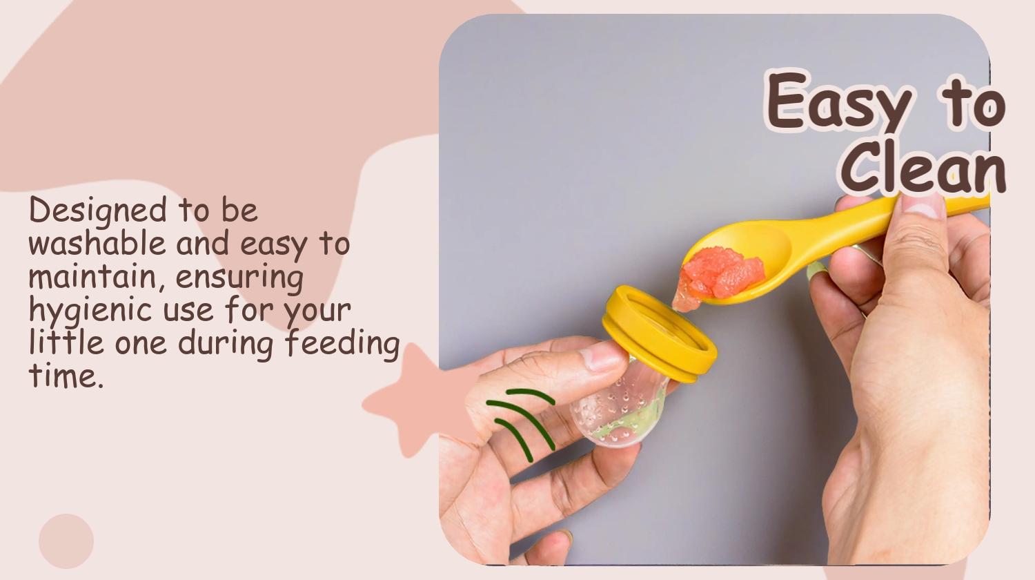 Baby Fruit Feeder Teether,Beaded Silicone Ring Handle, BPA-Free Fresh Food Feeder with 3 Mesh Pouches, Safe Tableware for Infant Self-Feeding