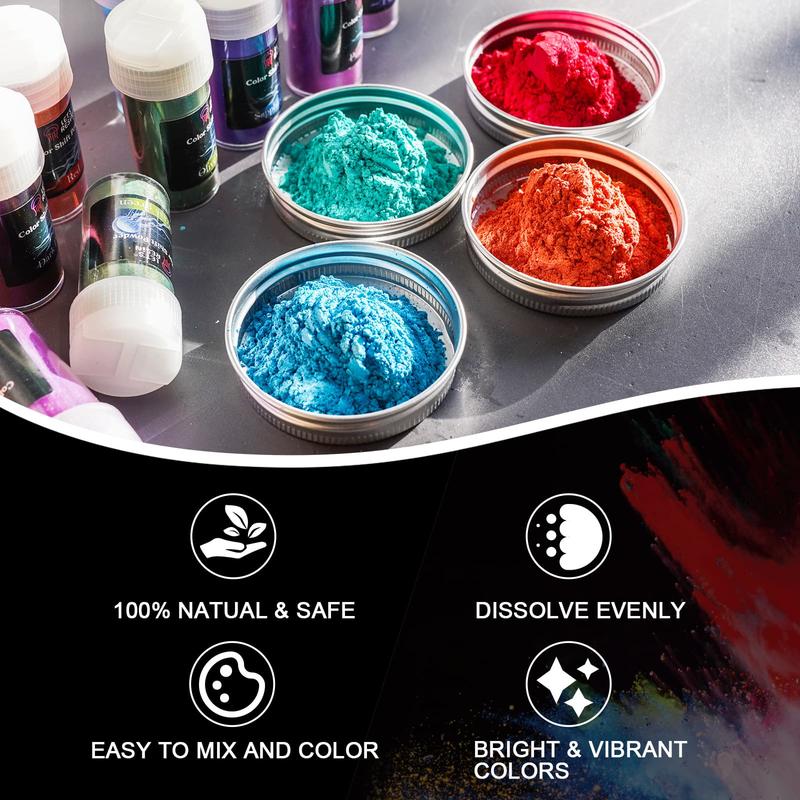 36/60 Colors Mica Powder, Mica Pigment Powder for Epoxy Resin/UV Resin, Natural Colorant Dye for Soap/Candle Making, Lip Gloss,Nail Polish, Slime and Bath Bomb Visit the LET'S RESIN Store