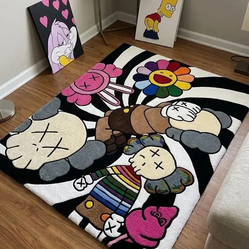 KAWS Inspired Hand-Tufted Rug| Pop Art Anime Carpet for Bedroom, Living Room KAWS Inspired Hand-Tufted Rug| Pop Art Anime Carpet for Bedroom, Living Room
