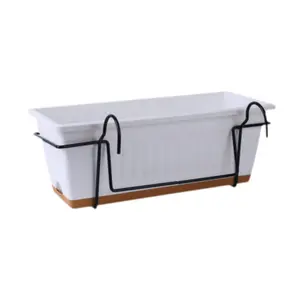 Balcony Railing Flower Pot with Rack and Tray, Home Decor Vegetable Planting Box, Ideal for Outdoor Gardening