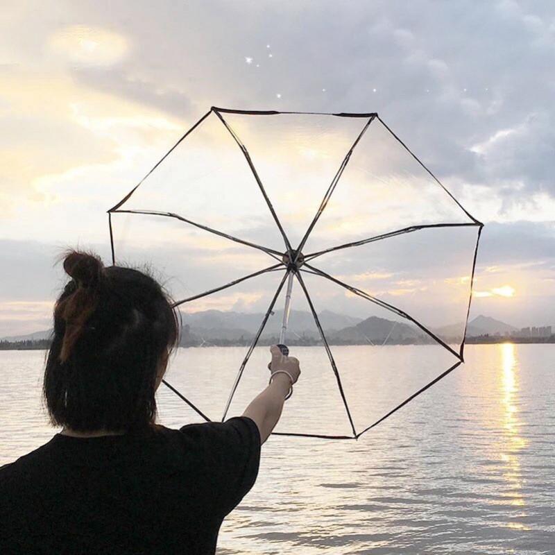 Automatic Foldable Transparent Umbrella, Waterproof Durable Portable, Ideal Gift for Friends, Perfect for Rainy Days