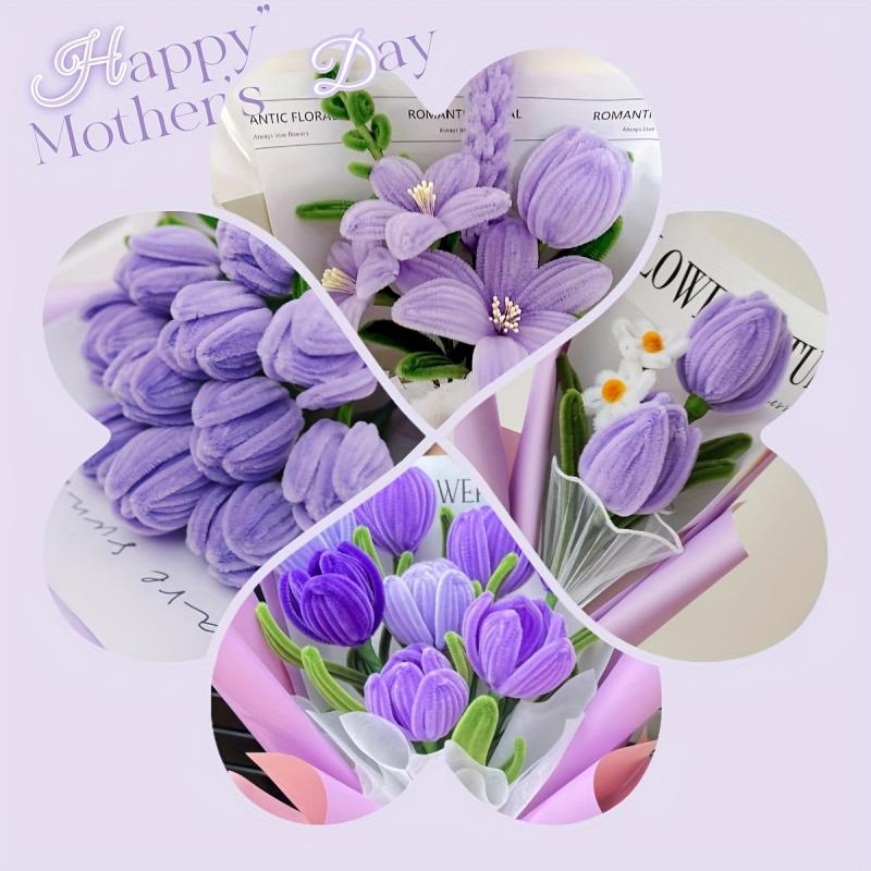 100PCS Felt Stick Handmade Material, Accompanied By Video Tutorials And Flower Buds, Used For DIY Art And Creative Crafts Party Decoration, Art Projects, Handmade Decoration, Decorative Stems, Craft Supplies