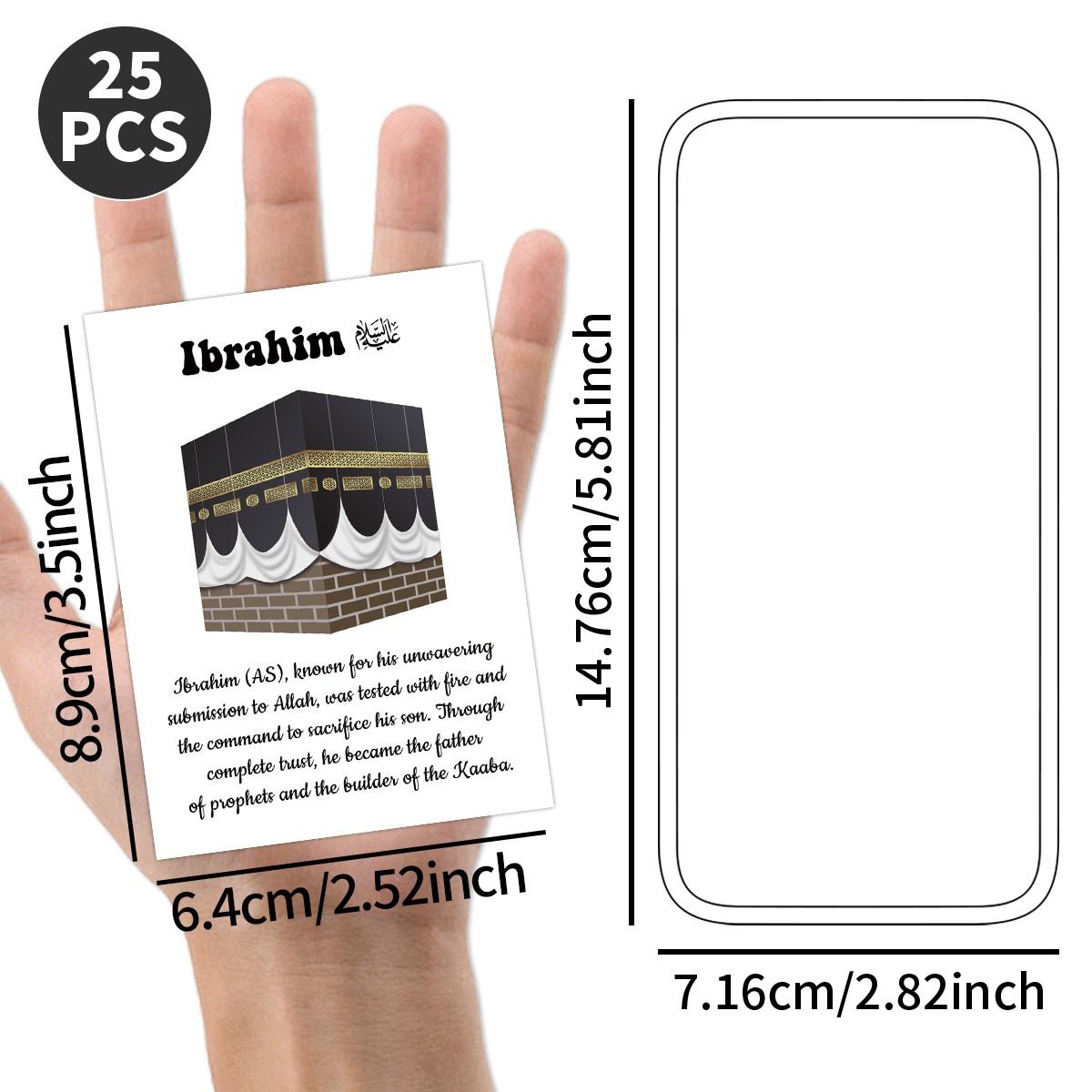 25pcs Islamic Prophet Flashcards, Visual Stimulation Cards, Islamic Figure with Illustrated Scenes, Educational Material for Home Schooling & Muslim Education, Gifts for Family, Friends for Collection or Worship During Ramadan and Eid