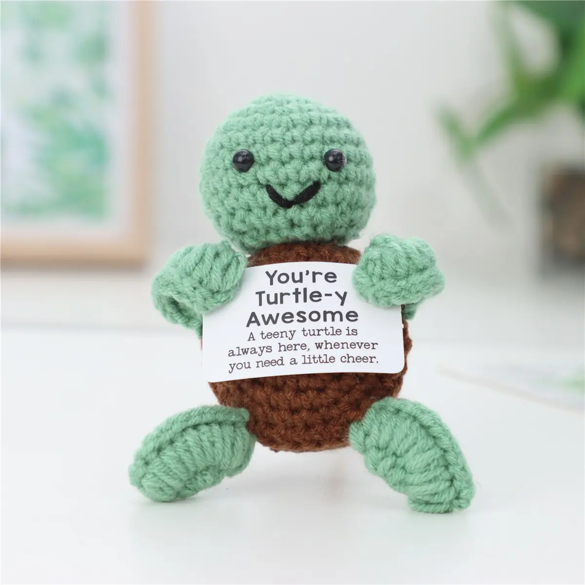 Cute Turtle Design Crochet Plush Toy, 1 Count Positive Potato Turtle Crochet Plush Toy, Soft Knitting Desktop Ornament, Perfect Gift for Birthday & Holiday