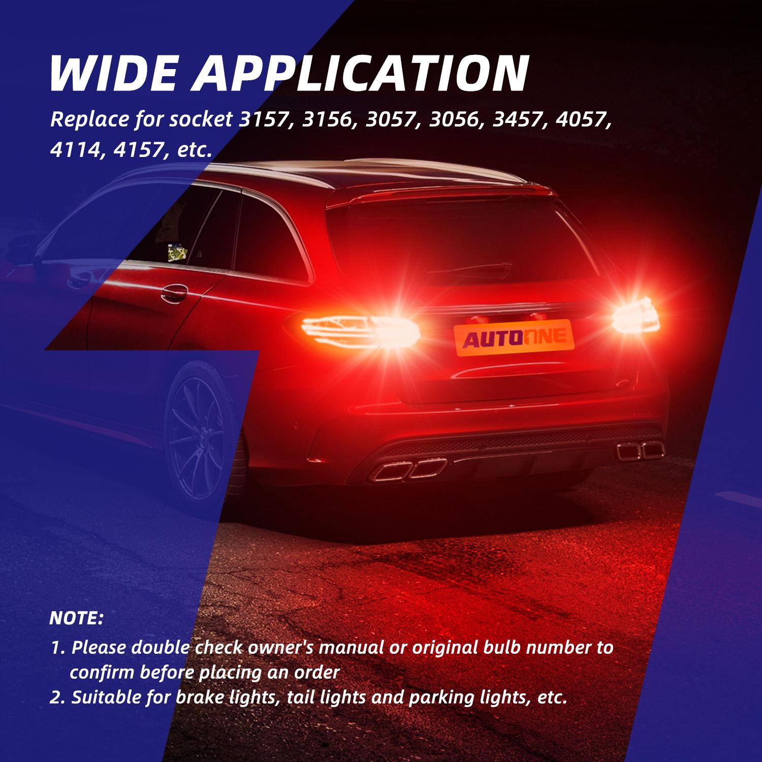 LED Strobe Brake Light Bulb Red, lashing Strobe Blinking LED Tail Light Bulbs for 7440 7443 3156 3157, 300% Brighter Canbus Ready, Plug and Play, Triple Flash LED Stop Bulbs, Off-Road Use Pack of 2, AUTOONE