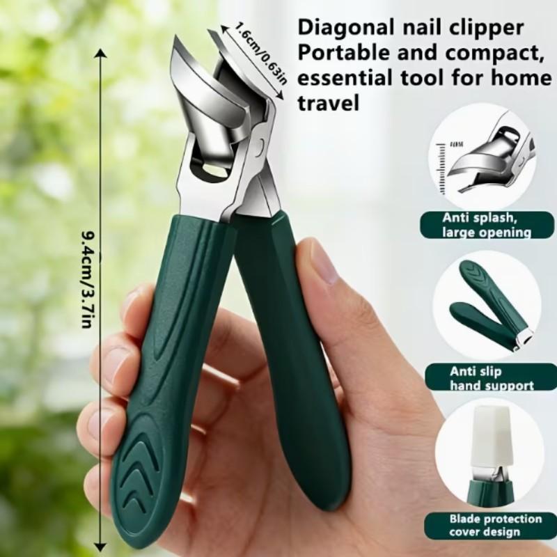 Eagle Beak Beveled Nail Clippers, 3Pcs Wide Jaw Opening Anti-Splash Slanted Nail Clipper, Long Handle Wide Jaw Opening Anti-Splash Slanted Edge Nail Clipper for Thick Nails,Seniors&Ingrown Care.  Foot Care, Unisex, Manicure Pedicure