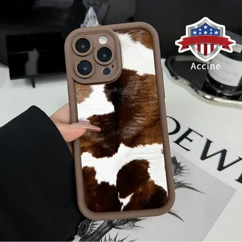 Durable Cowhide Chic 1.2mm Silicone TPU Smartphone Case - Anti-Drop, Shockproof, Scuff-Resistant Protection for iPhone 17 Pro Max,16 Plus,15,14,13,12,11,Air,XR Mobile Phone Accessories Cover