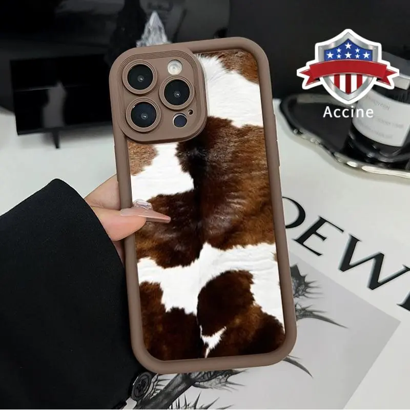 Durable Cowhide Chic 1.2mm Silicone TPU Smartphone Case - Anti-Drop, Shockproof, Scuff-Resistant Protection for iPhone 17 Pro Max,16 Plus,15,14,13,12,11,Air,XR Mobile Phone Accessories Cover