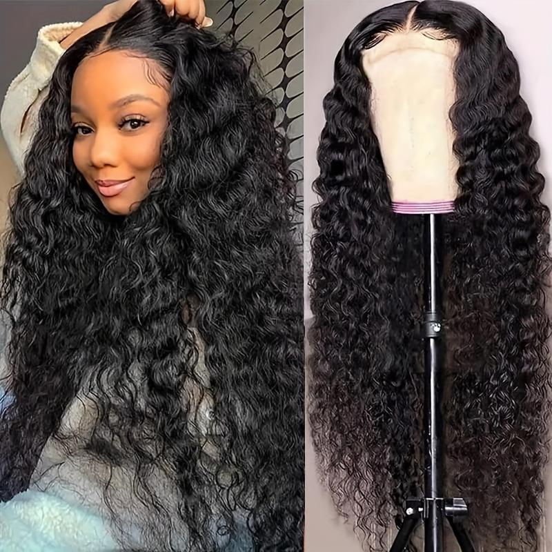 Bling Hair Deep Wave Lace Front Wigs Real Hair 180% Density 13x4 HD Lace Frontal Wigs for Black Women Pre Plucked with Baby Hair Natural Color