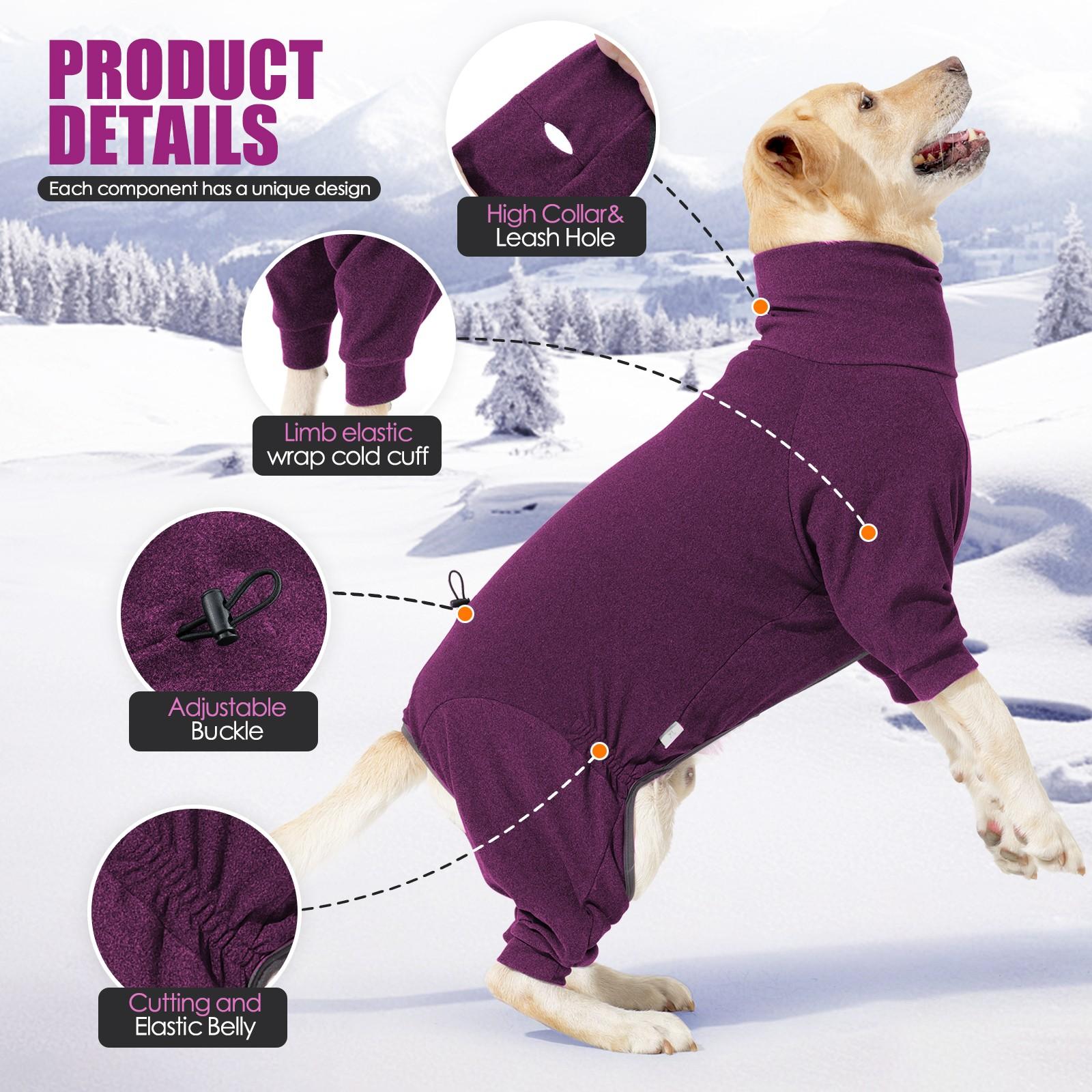 Dog Sweater Coat Winter Clothing for Small Medium Large Pets, High Neck Warm Full Body Dog Pajamas Recovery Suit One-Piece Pants Comfortable Windproof Shirt
