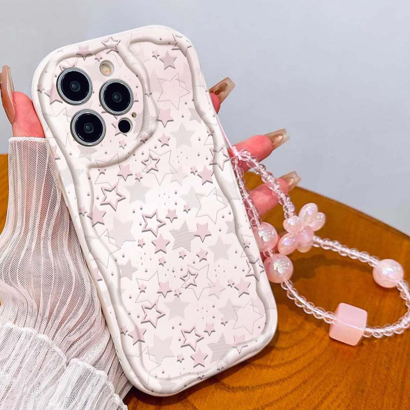 Sparkly Dollar Chain Pattern Tpu Wave Edge Anti-Drop Phone Case for Apple iPhone 17 Pro Max/16/16 Pro Max/11/13/14/15, Girl's Gift